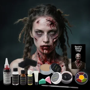 Professional Non Toxic Skin Friendly Silicone Halloween Face & Body Paint Kit for Special Effects Scar Wax