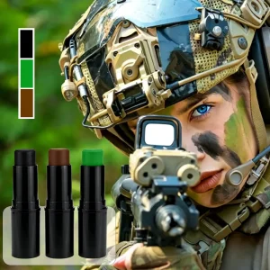 Professional Non-toxic Black Green Brown Twist-Up Oil-Based Camouflage Face Body Paint Washable Rotating Sticks for Hunting