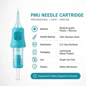 Professional PMU Cartridge Needles with Full Wrap Silicone Sleeve Reduced Hand Fatigue for Long Session Tattoo Artists