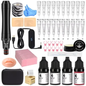 Professional Permanent Makeup Tattoo Pen Kit Complete Microblading & Microshading Starter Set for Salon & Beginner