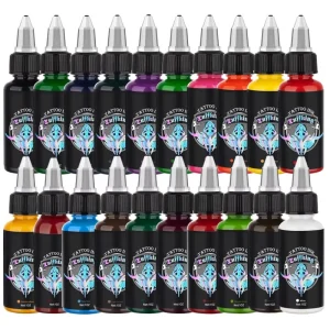 Professional Permanent Tattoo Ink for Microblading and Body Art 20 Colors Natural Plant Based 2in1 Set (15ml) for Studio Use