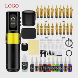 Professional Permanent Tattoo Machine Set Rotary Tattoo Machine Full Set with Cartridge Needle for Body Art