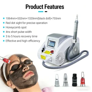 Professional Pico Q Switched Nd Yag ABS Desktop Tattoo Laser Removal Machine Salon Use Multi Wavelength Technology