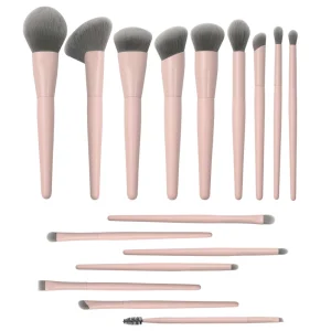 Professional Pink Makeup Brush Set 16pcs Soft Vegan Charcoal Bristles Foundation Custom logo Makeup Brushes High Quality