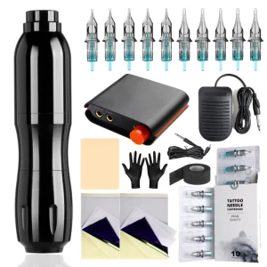 Professional Portable Rotary Tattoo Pen Kits-Complete Tattoo Machine Sets with Permanent Features for Eyebrow & Body Art