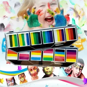 Professional Rainbow Water-Activated Natural Plant-Based Safe CE Certified Face & Body Paint Glitter Children’s Party Makeup