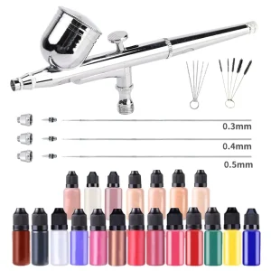 Professional Rechargeable Airbrush Compressor Kit Double Action Nozzle Portable Design for Makeup Artists Includes Blush Bronzer