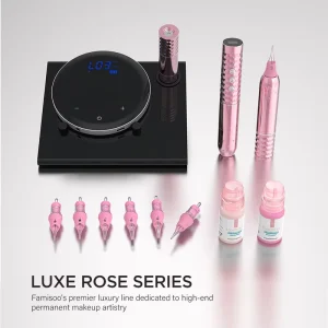 Professional Rose Permanent Wireless Tattoo Machine Kit with Cartridge Needles and Pigment for Permanent Makeup