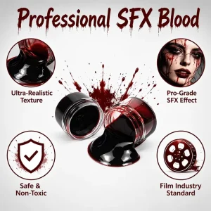 Professional SFX Fake Blood Cream Realistic Dark Red Coagulated Body Paint Washable Blood Gel for Film & Halloween