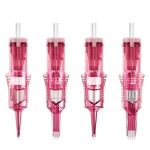Professional SMP Tattoo Cartridge Needles Microneedling Disposable Eyebrow Needles 316 Stainless Steel Pink 20 Pieces Box