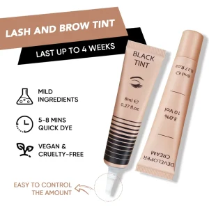 Professional Salon Brow Tint Kit Long Lasting Henna Eyebrow Tint Kit High Quality Waterproof Black Lash Tint Kit