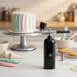Professional Square USB Powered 2-Piece Airbrush Kit Cake Decorating Edible Art Includes Airbrush Gun Tools (ABS+Copper)