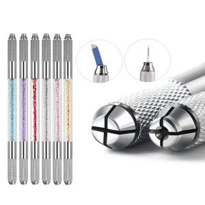 Professional Stainless Steel Dual Heads Manual Microblading Pen Tattoo Tools for 3D Permanent Eyebrow Lip Line Makeup