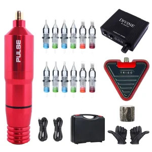 Professional Tattoo Kits with High Quality Stainless Steel Rotary Gun Body Art Pen