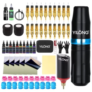 Professional Tattoo Machine Kit Complete Set with Battery Ink for Beginners for Permanent Use