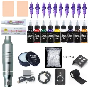 Professional Tattoo Machine Pen Set Premium Tattoo Ink and Tool Kit Microblading