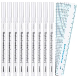 Professional Tattoo Surgical Skin Marker Pen with Paper Ruler for Eyebrow Lip Microblading Tattoo Eyebrow Marker Pen