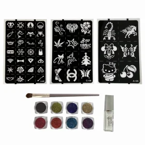 Professional Unique Glitter Tattoo Kits for Girls and Adults Temporary Tattoo Sticker Set for Kids