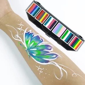 Non Toxic Water Based Split Rainbow Cake Paint Palette DIY Body Painting Set for Kids Adults