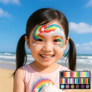 Professional Washable Acrylic Split Face Paint Palette Water Based Vegan CE Certified Face Body Paint Chunky Glitter Safety