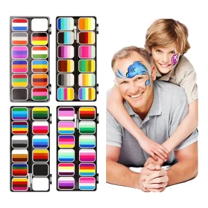 Professional Washable Body Paint Colors Water Activated Split Cake Rainbow Face Paint With Brush