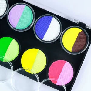 Professional Water Activated Non Toxic 12 Color Split UV Neon Washable High Pigment Eyeshadow Face Body Paint