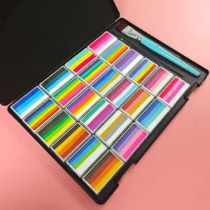 Professional Water-Based Face Body Paint Set for Kids Safe Vegan Halloween Glow Dark Split Rainbow Cake Children Party Supplies