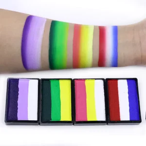 Professional Water Based Face Paint Water Activated Rainbow Split Colors Eyeliner Body Painting
