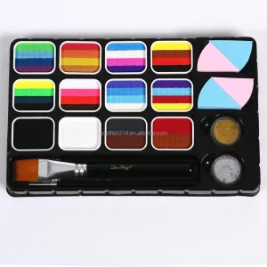 Professional Water Based Kids Rainbow Color Face Paint Set Temporary Split Cake Body Painting for Festivals & Halloween