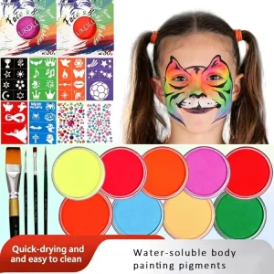 Professional Water Based Washable Neon Eco Friendly Non Toxic Face Body Paint for Kids Halloween Party Individual Packing