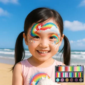 Professional Waterproof Pressed Chunky Glitter Non Toxic Water Based Body Face Paint Kit Washable Facial Paint Children