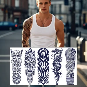 Professional Waterproof Temporary Tattoo Sticker Non-Toxic Black Body Stencil for Ink Semipermanent Paper Design for Hand Arm