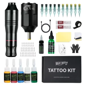 Professional Wireless Tattoo Kit Robert Pen Machine Inks Soap and Creams