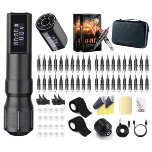 Professional Wireless Tattoo Machine Complete Full Set Kit With Needle Cartridge and Tattoo Accessories for Body Art