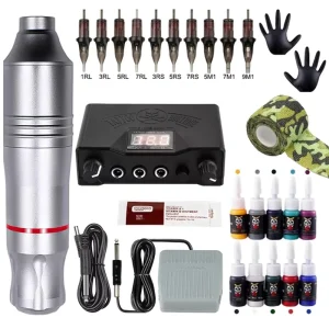 Professional and Beginners Tattoo Machine Full Complete Set Kit Rotary Tattoo Machine