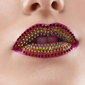 Punk Style Self Adhesive Lip Rhinestone Face Gem Stickers Teardrop Round Crystal Lip Temporary Jewel Stickers for Rave Festival