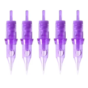 Purple 10pcs/box Tattoo Cartridge Needle 3RL 0.25MM Permanent Needle Cartridge for Rotary Eyebrow Tattoo Machine Grip
