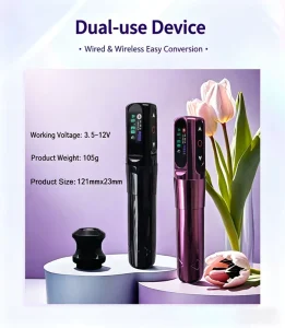 Purple Color Wireless Tattoo Machine Gun High Capacity Tattoo Pen Machine for Permanent MakeUp