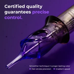 Purple PMU Tattoo Cartridge Needles EO Sterilized Disposable RL Safety Needle for Permanent Makeup