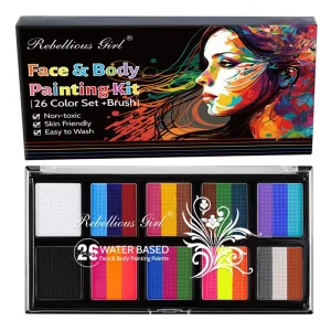 Quick drying Highly Pigmented 30g Pearlescent Water soluble Body Paint Halloween Face Paint Water based Formula 10 Compartments