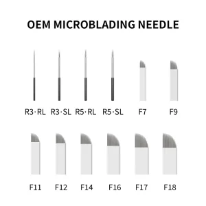 R3 R5 R7 F7 9 11 12 14 16 17 18 Pin Stainless Steel 0.2mm Diameter Microblading Nano Needles Blades Eyebrow Tattoo Needle Tool