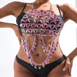 RL 52 Fashion Handmade Summer Beach Party Jewelry Sexy Acrylic Chain Tassel Diamond Body Chain