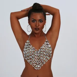 RL 56 Summer Beach Holiday Women Body Jewelry Sexy Crystal Rhinestone Flower Vest Bikini Diamond Body Chain