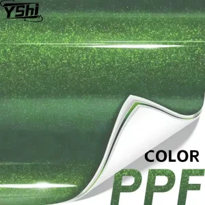 Rainbow Emerald Green 1.52*17M Glossy Wrap Bubble Free Color Changing Film Car Body PET Paint Vinyl Wrap UV