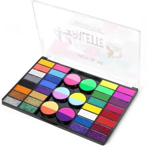 Rainbow Face Paint Kit for Kids With Brushes Stencils and Colorful Gem Stickers