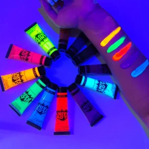 Rainbow Glitter Glow-in-Dark UV Face Paint Stick 20g for Halloween Makeup Neon Crayon