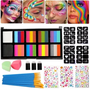 Rainbow Natural Plant Face Paint Kit Private Label Cosmetic Makeup Face & Body Painting Palette for Kids & Adults