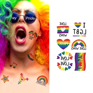 Rainbow Printed Water Transfer Temporary Body Tattoo Stickers for Men Adults Kids Paper Application Style