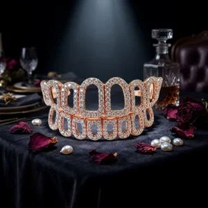 Rap Tooth Guard Hollow out S925 Silver Micro Inlay Moissanite Grillz 8 Hearts Arrows Bling Teeth