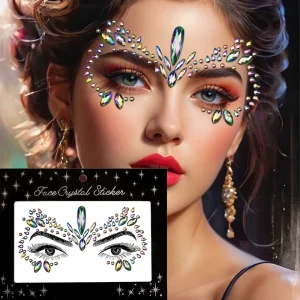 Rave Accessories Fashionable Sexy Mermaid Face Gem Jewels Temporary Eco Friendly Paper Stick On Stickers for Body Face